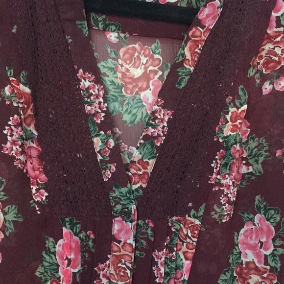 Esprit Burgundy Floral Blouse - Picture 8 of 8